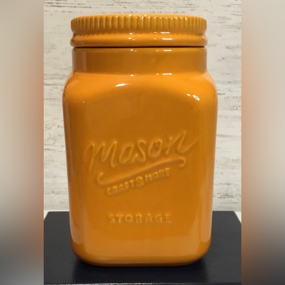 Vintage Mason Craft & More Ceramic Canister Jar Gold Harvest MCM